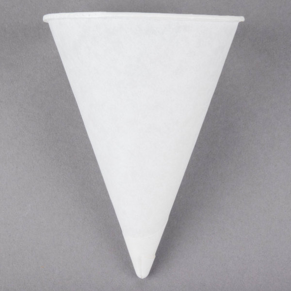 4.5oz. White Rolled Rim Paper 
Cone Cup - 5000/Case