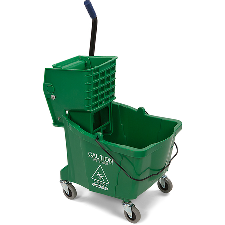 Flo-Pac Mop Bucket with Side Press Wringer 35 Quart - GREEN