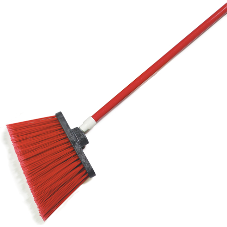 Angle Broom - 48&quot; Fiberglass Handle, Flagged Bristles, Red