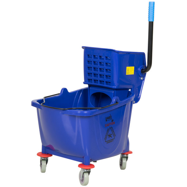 Flo-Pac Mop Bucket with Side Press Wringer 35 Quart - BLUE
