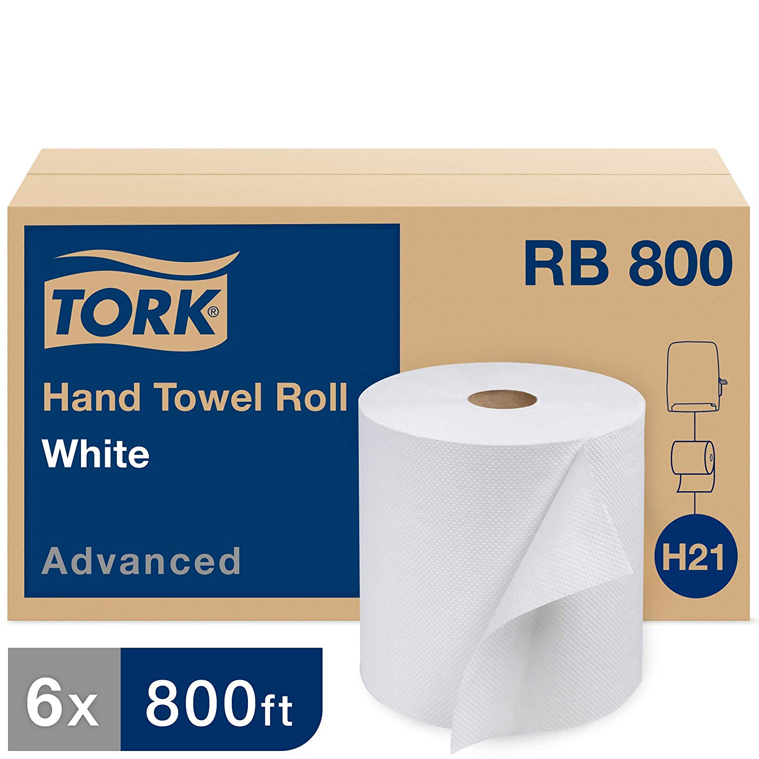 Hardwound Paper Roll Towel, 
1-Ply, 7.87&quot; Width x 800&#39; 
Length, White (Case of 6 
Rolls, 800 per Roll) 60/PLT