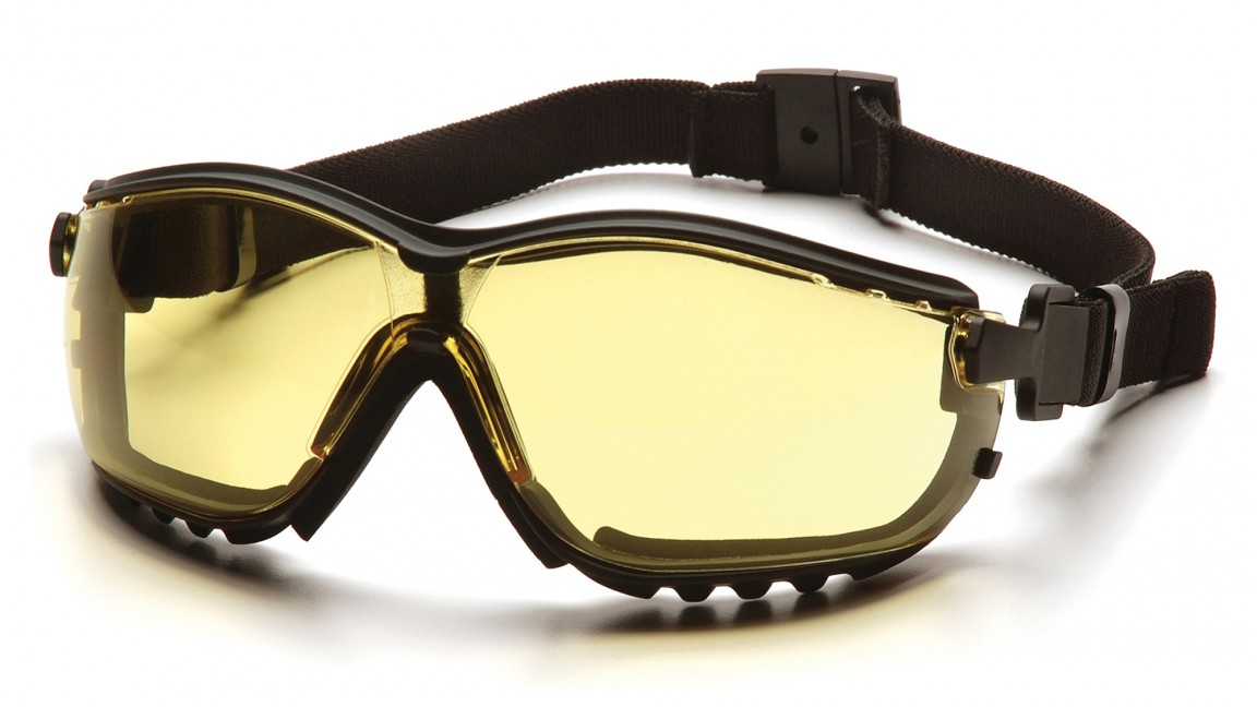 Amber Anti-Fog Lens with Black Strap/Temples