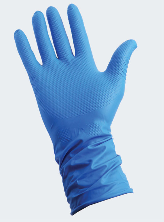 Processor12 Blue Unsupported 
Nitrile Ambidextrous Glove 
Diamond Grip Long Cuff Size 10 
(XL) 480/Case