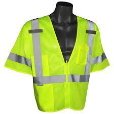 CLASS III SAFETY VEST WITH MIC STRAP, LIME MESH (L/XL)