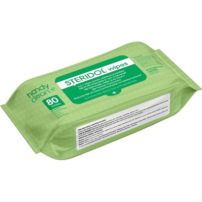 Handyclean Steridol 
Disinfectant Wipes 
Pouch 80/Wipes Pack:12Cs 
40/Plt EPA Reg. No. 
6836-340-74058EPA 
Establishment No. 
74058-CA-001 